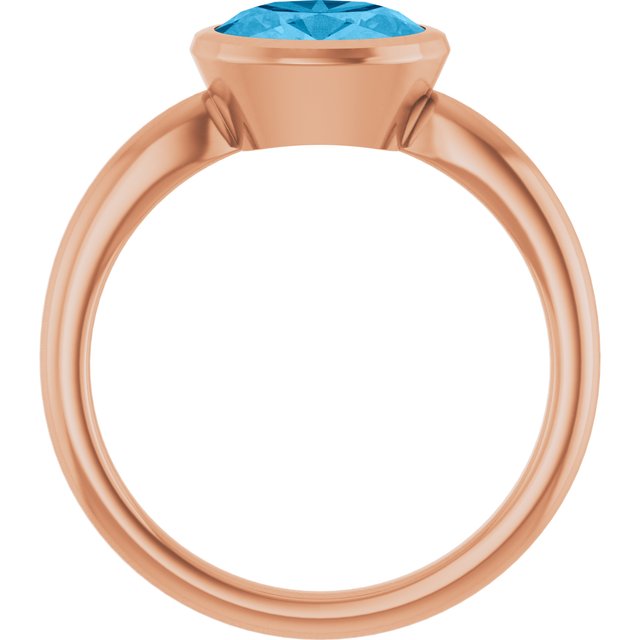 Natural Swiss Blue Topaz Rose Gold Solitaire Ring in | oval