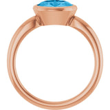 Natural Swiss Blue Topaz Rose Gold Solitaire Ring in | oval