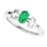 Oval Lab-Grown Emerald Youth Ring in Platinum