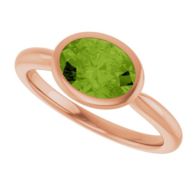 Natural Peridot Rose Gold Solitaire Ring in | oval