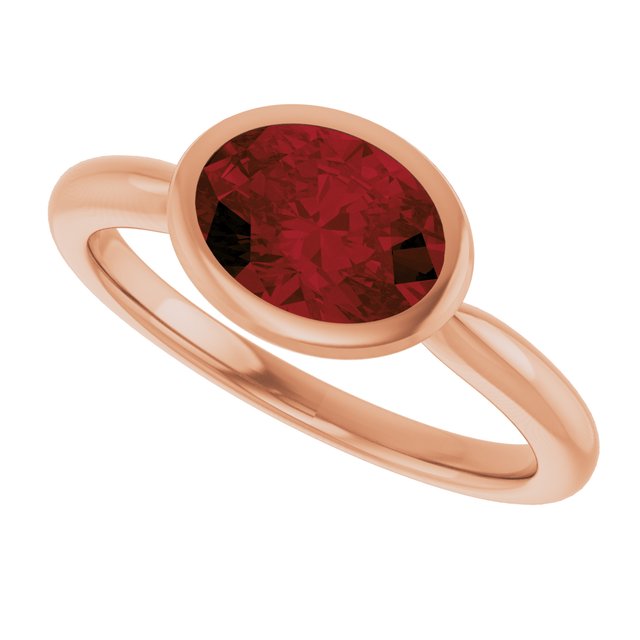 Natural Mozambique Garnet Rose Gold Solitaire Ring in | oval