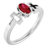 Oval Lab-Grown Ruby Youth Ring in Platinum