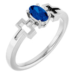 Oval Lab-Grown Blue Sapphire Youth Ring in Platinum