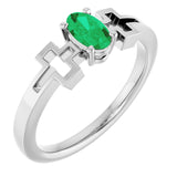 Oval Lab-Grown Emerald Youth Ring in Platinum