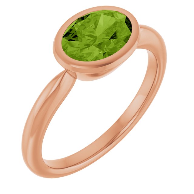 Natural Peridot Rose Gold Solitaire Ring in | oval
