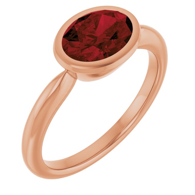Natural Mozambique Garnet Rose Gold Solitaire Ring in | oval