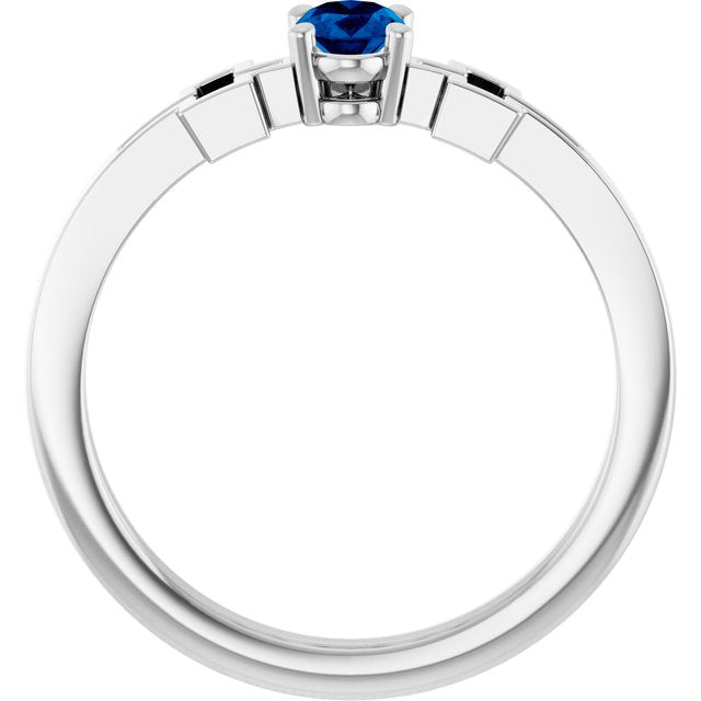 Oval Lab-Grown Blue Sapphire Youth Ring in Platinum