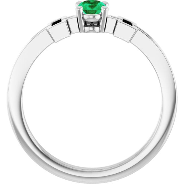Oval Lab-Grown Emerald Youth Ring in Platinum
