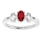 Oval Lab-Grown Ruby Youth Ring in Platinum