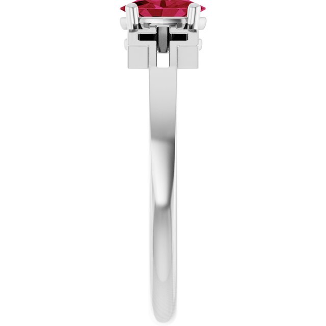 Oval Lab-Grown Ruby Youth Ring in Platinum