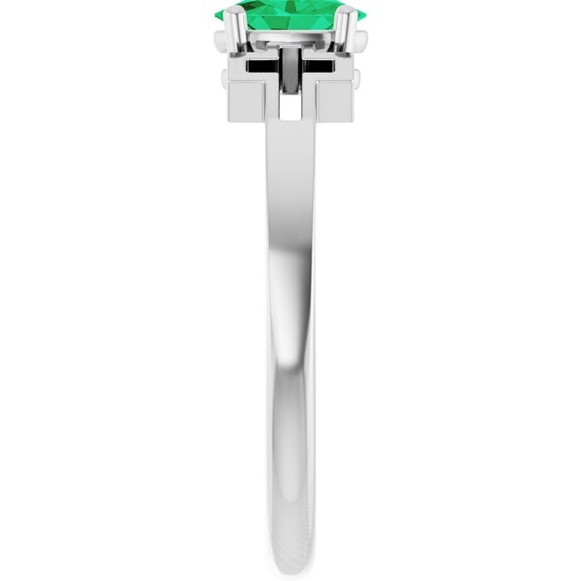Oval Lab-Grown Emerald Youth Ring in Platinum