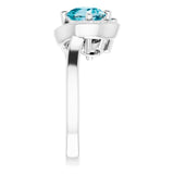 Round London Blue Topaz Two Stone Ring in White Gold