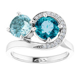 Round London Blue Topaz Two Stone Ring in White Gold
