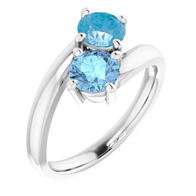 Round N/a Two Stone Ring in White Gold