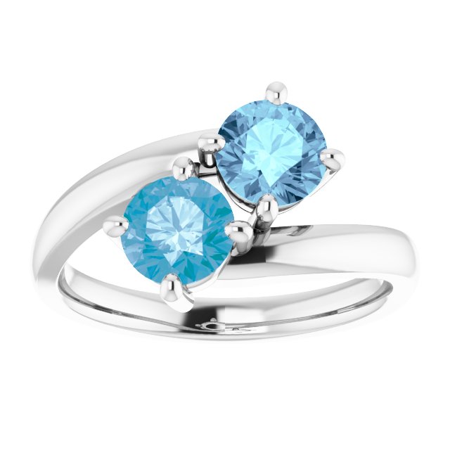 Round N/a Two Stone Ring in White Gold