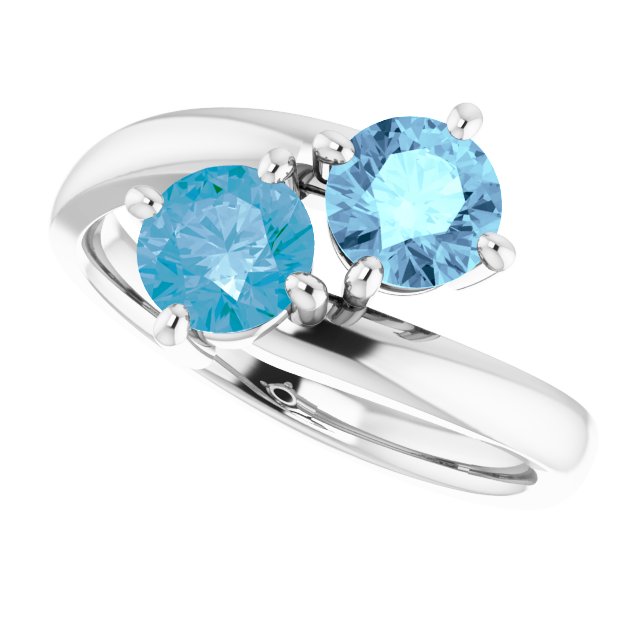 Round N/a Two Stone Ring in White Gold