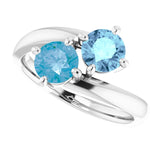 Round N/a Two Stone Ring in White Gold