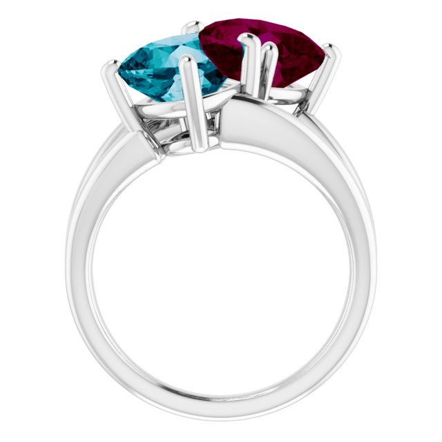 Cushion Multi-Gemstone Two Stone Ring in Gold and Platinum