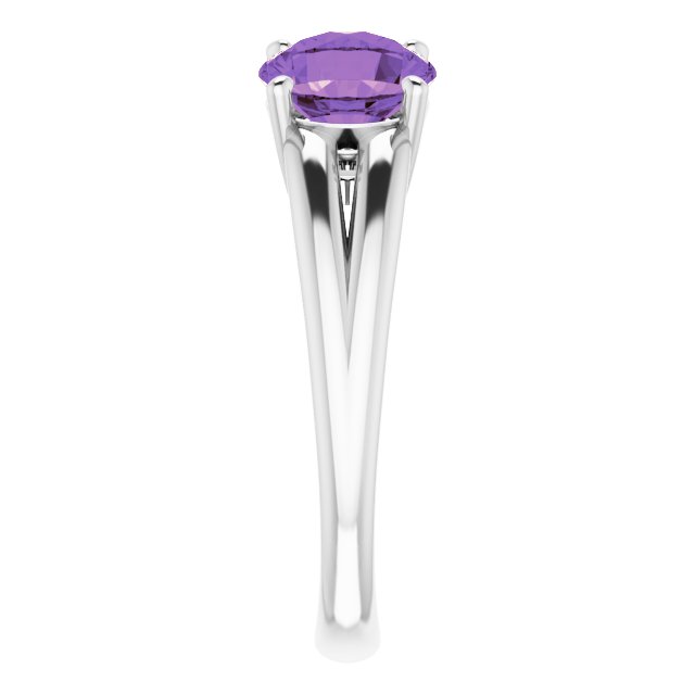 Round Amethyst Two Stone Ring in White Gold