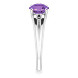 Round Amethyst Two Stone Ring in White Gold