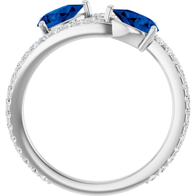 Pear Lab-Grown Blue Sapphire & Diamond Ring in Gold and Platinum