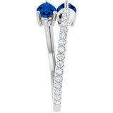 Pear Lab-Grown Blue Sapphire & Diamond Ring in Gold and Platinum