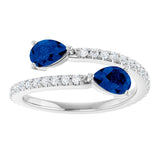 Pear Lab-Grown Blue Sapphire & Diamond Ring in Gold and Platinum