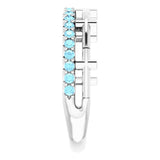 Round Aquamarine Crosses Ring in Gold and Platinum