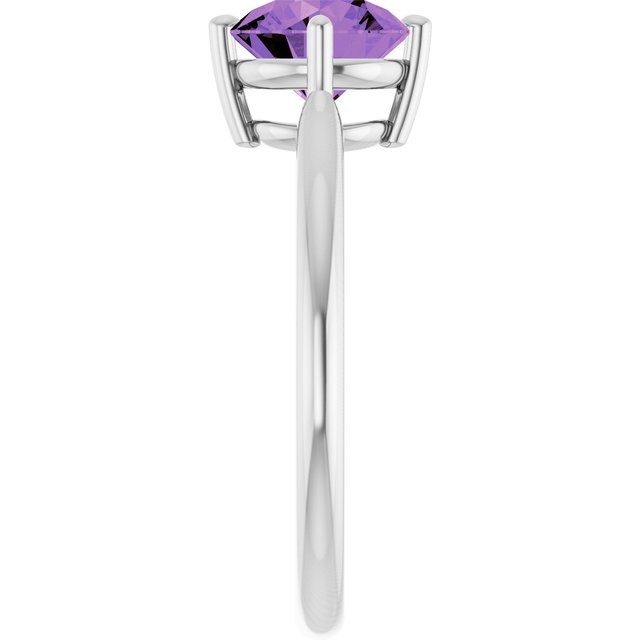 Round Amethyst Solitaire Ring in Gold and Platinum