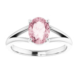 Natural Pink Mandganite White Gold Solitaire Ring in | oval