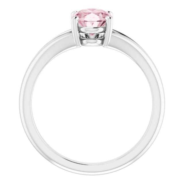 Natural Pink Mandganite White Gold Solitaire Ring in | oval