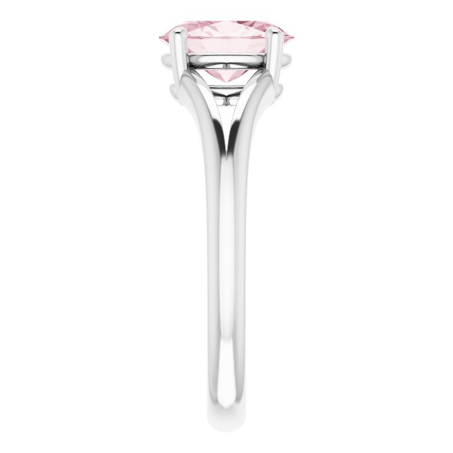 Natural Pink Mandganite White Gold Solitaire Ring in | oval