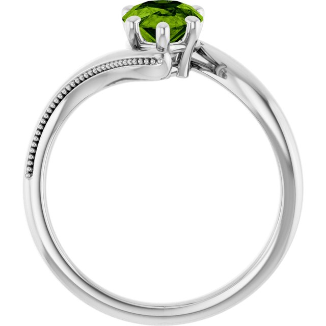 Pear Peridot Solitaire Ring in Gold and Platinum