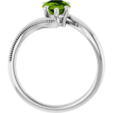 Pear Peridot Solitaire Ring in Gold and Platinum