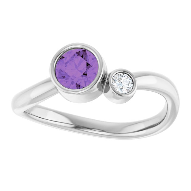 Round Amethyst Two Stone Ring in Platinum