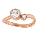 Round White Sapphire & Diamond Two Stone Ring in Rose Gold