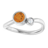 Round Citrine Two Stone Ring in Platinum