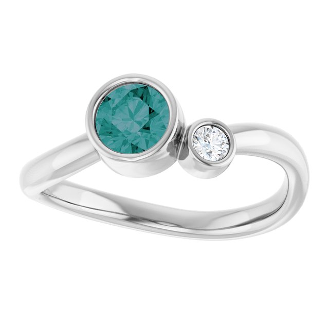 Round Lab-Grown Alexandrite Two Stone Ring in Platinum