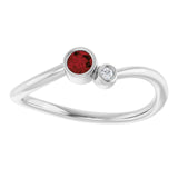 Round Mozambique Garnet & Diamond Two Stone Ring in Platinum