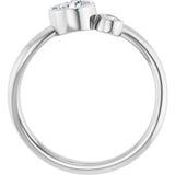 Round White Sapphire Two Stone Ring in Platinum