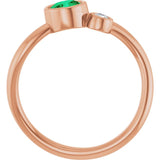Round Lab-Grown Emerald & Diamond Two Stone Ring in Rose Gold
