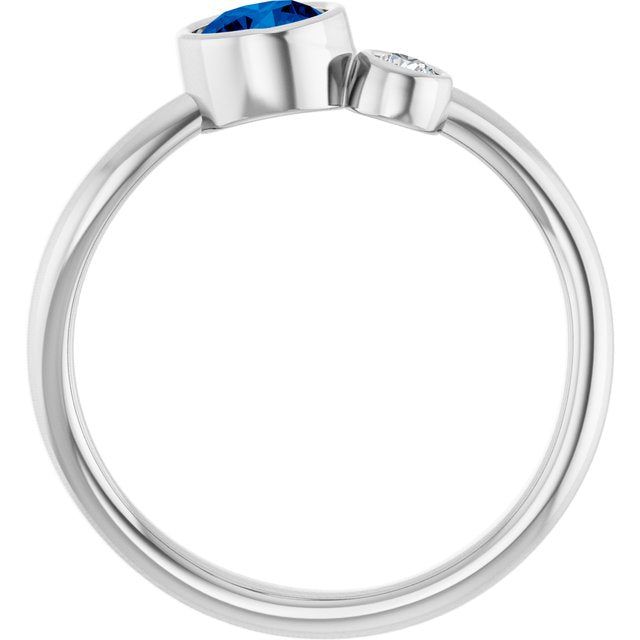 Round Lab-Grown Blue Sapphire Two Stone Ring in Platinum