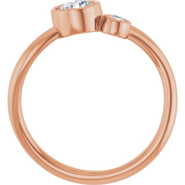 Round White Sapphire & Diamond Two Stone Ring in Rose Gold