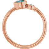 Round Lab-Grown Alexandrite & Diamond Two Stone Ring in Rose Gold
