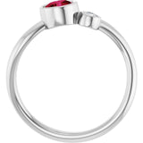 Round Ruby Two Stone Ring in Platinum
