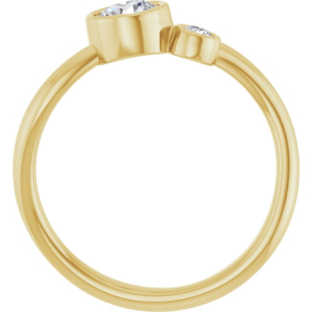 Round White Sapphire & Diamond Two Stone Ring in Yellow Gold