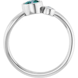 Round Lab-Grown Alexandrite & Diamond Two Stone Ring in White Gold