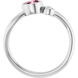 Round Pink Tourmaline & Diamond Two Stone Ring in White Gold