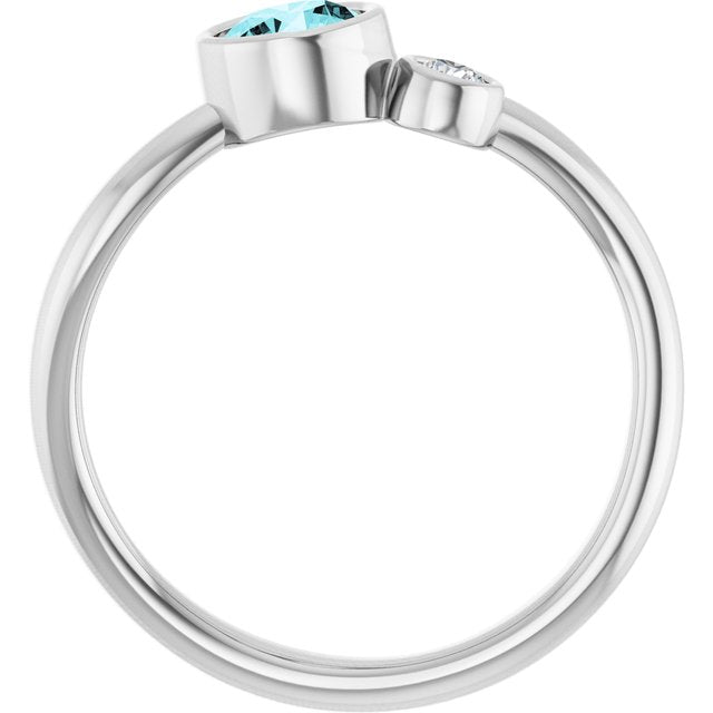 Round Blue Zircon Two Stone Ring in Platinum