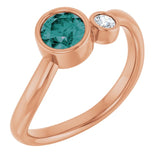 Round Lab-Grown Alexandrite & Diamond Two Stone Ring in Rose Gold